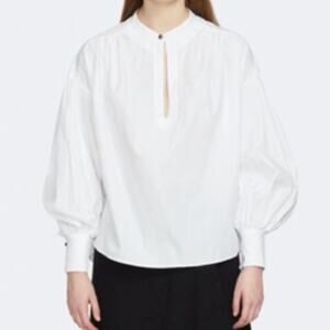 Bassike White Cotton Gathered Oversized Shirt Sz M/L NWT